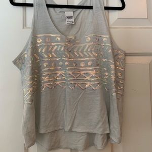 VICTORIAS SECRET PINK CROP BLING SEQUIN TANK